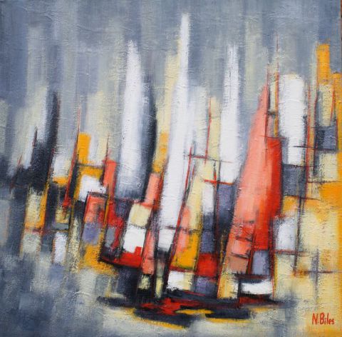 BATEAUX DANS LE BROUILLARD - Peinture - NICOLE BILES