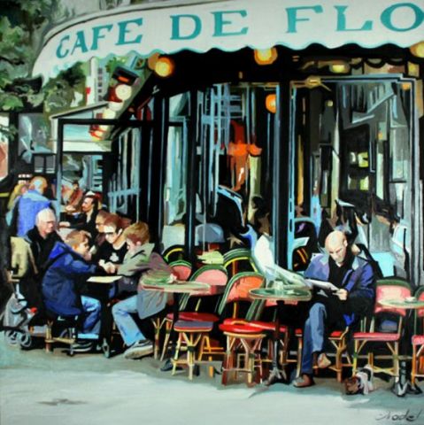 CAFE DE FLORE - Peinture - CLOTILDE NADEL