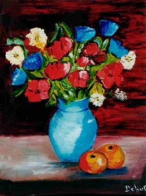 Le Vase Bleu - Peinture - DEBUF