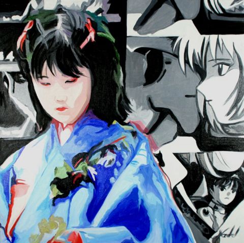 petite geisha - Peinture - CLOTILDE NADEL