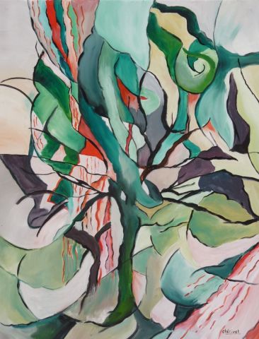 l'arbre vert - Peinture - janine chetivet