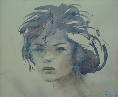 tête de femme - Peinture - gisele Ceccarelli 