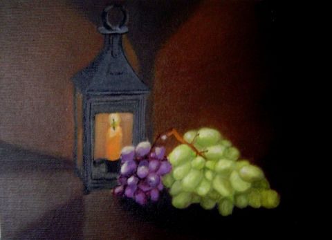 lanterne et raisins - Peinture - Ori