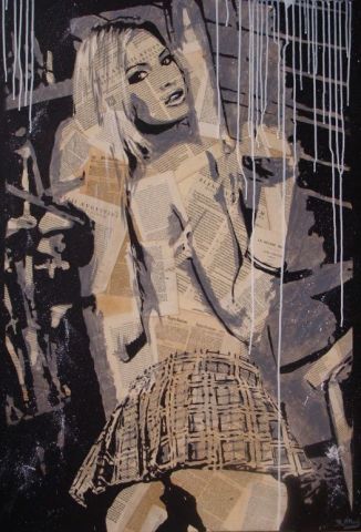 Eva � la jupe �cossaise  - Peinture - BERTRAND OTTAVI