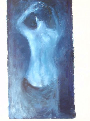 L'artiste Marianne Lefebvre Boissonnade - Nu bleu fond bleu
