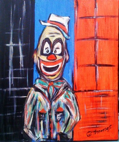 clown rouge - Peinture - Gthomas