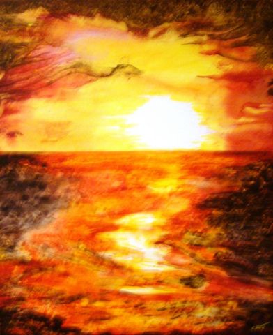 Lever de soleil au Grau de la Nouvelle - Peinture - Catherine James