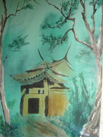 L'artiste gilbert nguyen thanh - pagode perdue dans la fôret