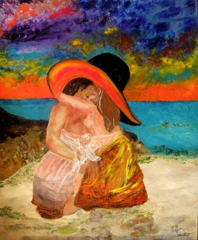 PEINTURE de MER ..... Coucher de Soleil ... - Peinture - monemaier