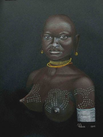 jeune femme ethiopienne - Peinture - ALAIN PESTOURIE