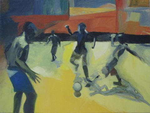 les joueurs de foot - Peinture - Christiane Jousset