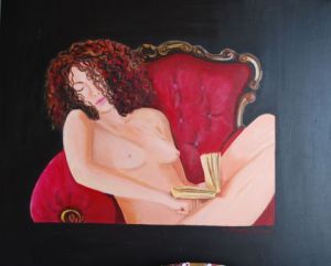 Peinture de Chantal  Urquiza: repos sur le sofa