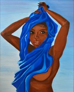 Voir le détail de cette oeuvre: Femme africaine au foulard bleu