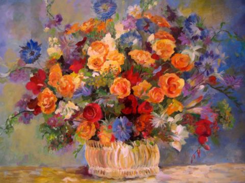 bouquets de fleurs - Peinture - Mario BAROCAS