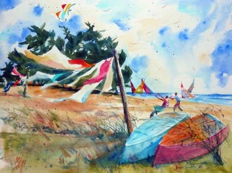Dans le vent - Peinture - Andre Mehu