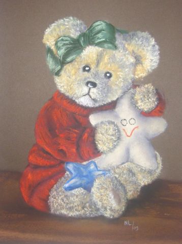 Teddy l'ourson by Nancy Lazzaroni - Peinture - nancy LAZZARONI