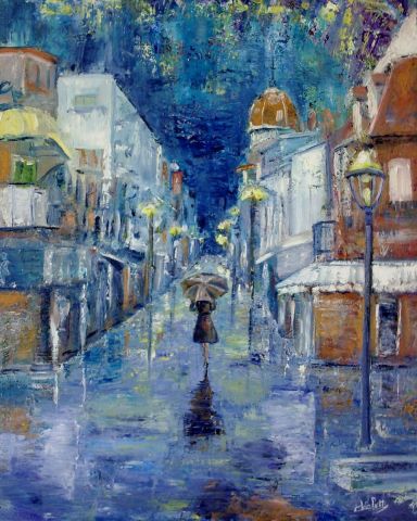 Rain & Blues foyalais - Peinture - Catherine Valette