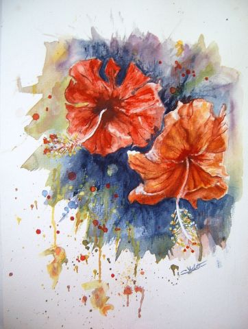 Hibiscus 2 - Peinture - Catherine VALETTE