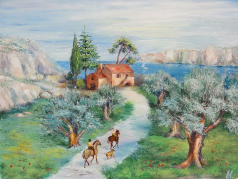 Paysage de provence - oliviers - Peinture - Eugenia