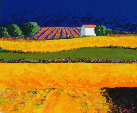 Lavande et Mas en Provence - Peinture - Antoine Renault