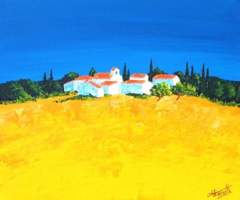 Village en Provence - Peinture - Antoine Renault
