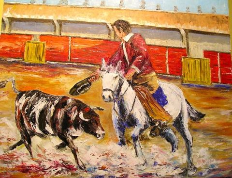 Cavalier dans l'ar�ne - Peinture - litalien