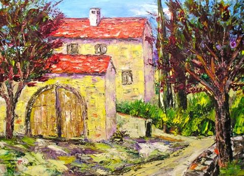 La maison et son portail c�venol - Peinture - litalien