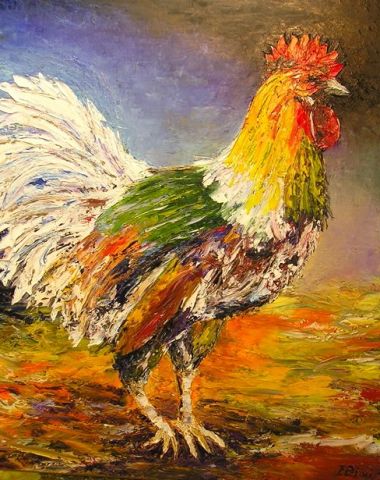 Le coq - Peinture - litalien