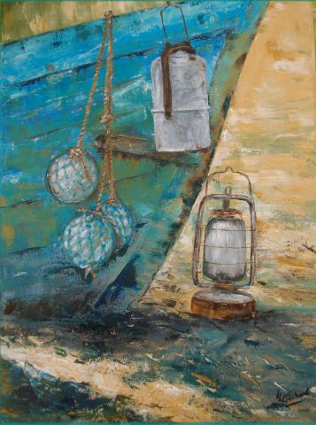 L'artiste valerie CROCHARD - flotteurs et lampe à pétrole 