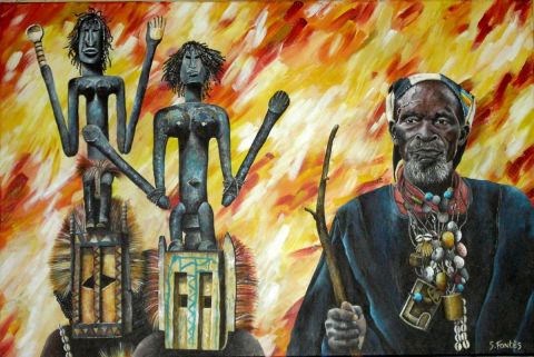 Tibabou Mody Dogon - Peinture - Sandy