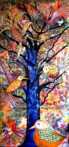 l'arbre aux oiseaux - Peinture - Paoli