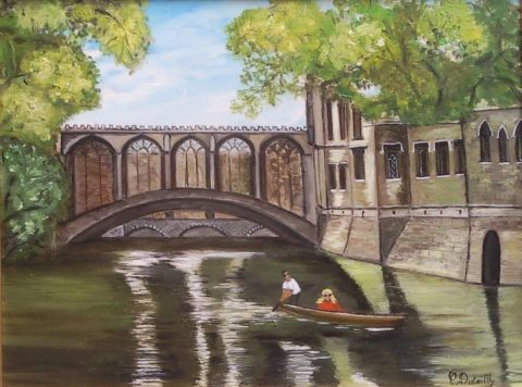 Le pont des soupirs et la rivière Cam (Cambridge) - Peinture - Catherine Dutailly