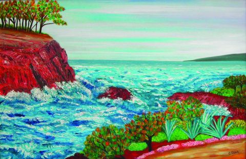 Les rochers rouges Méditerranée) - Peinture - Catherine Dutailly