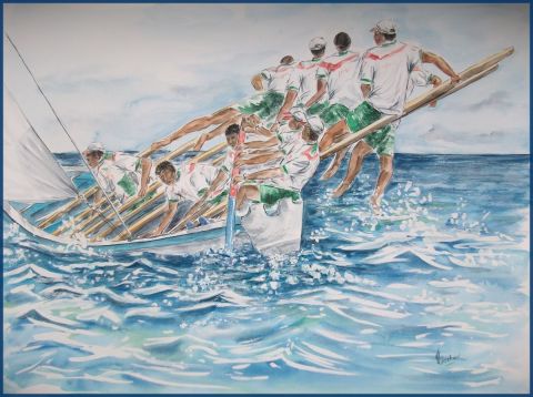 Course de yoles - Peinture - valerie CROCHARD