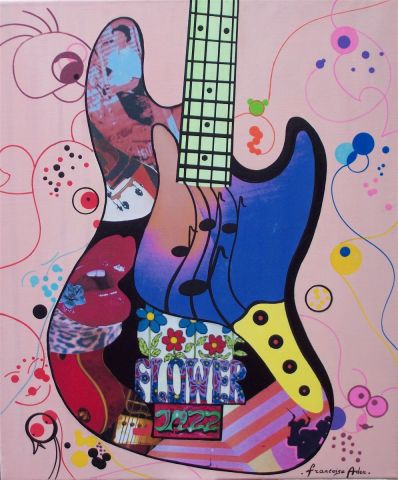 guitare flowers - Peinture - francoise ader