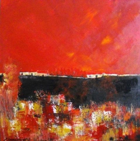 Soleil rouge II - Peinture - chantallongeon