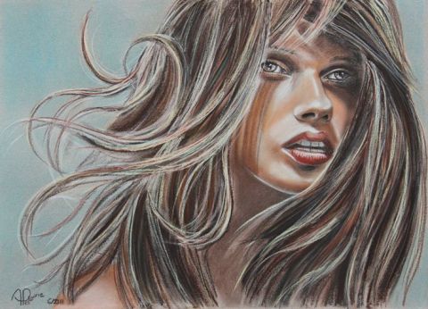 Angela, Jeune allemande - Peinture - ALAIN PESTOURIE