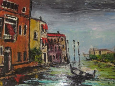 Venise un petit canal: avant l'orage - Peinture - MARIE-THERESE VION