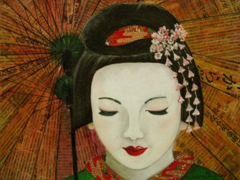 geisha - Peinture - florence Baudoux