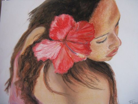 Tahitienne - Peinture - florence Baudoux