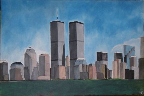 Manhattan before 11/09/2001 - Peinture - walter PICASSO