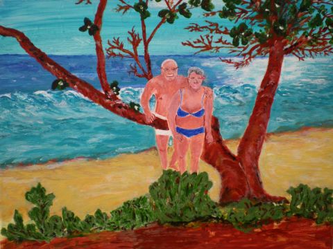 plage � Moorea - Peinture - Jean Pierre BERARD