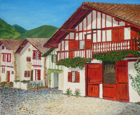 maison basque - Peinture - josiane