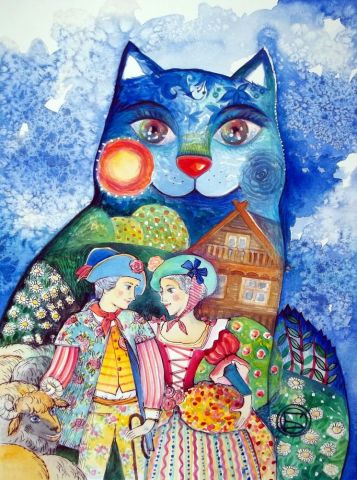 Le berger et la berg�re - Peinture - OXANA ZAIKA