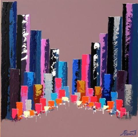 Towers Purple Zone - Peinture - Antoine Renault