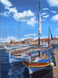 Peinture de Jean-Louis BARTHELEMY: Vieilles barques à St-Tropez