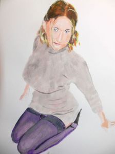 Peinture de Arsene Gully: Jeune femme aux bas nylon