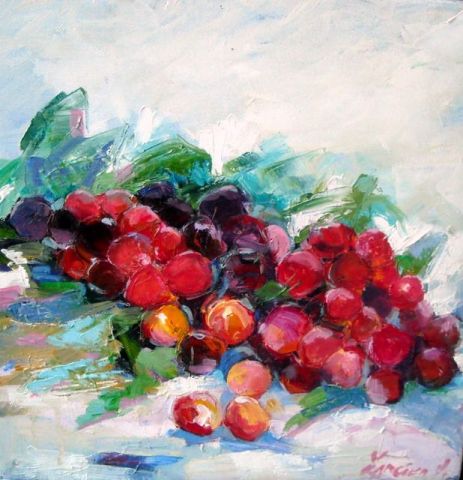 NATURE MORTE AUX CERISES - Peinture - Veronique LANCIEN