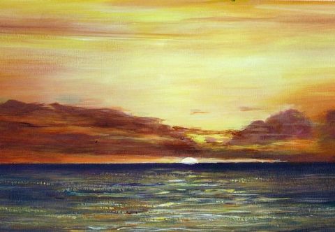 LE SOLEIL COUCHANT - Peinture - Maurice Grinda