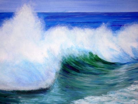 VAGUE A BIARITZ - Peinture - Maurice Grinda
